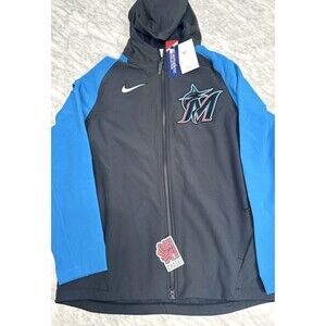 Nike Miami Marlins Dugout Jacket Full-Zip baseball Black/Blue NEW Men’s Medium